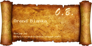 Orend Bianka névjegykártya